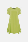 Short Sleeve Wave Hem Dress Lime - James Lakeland