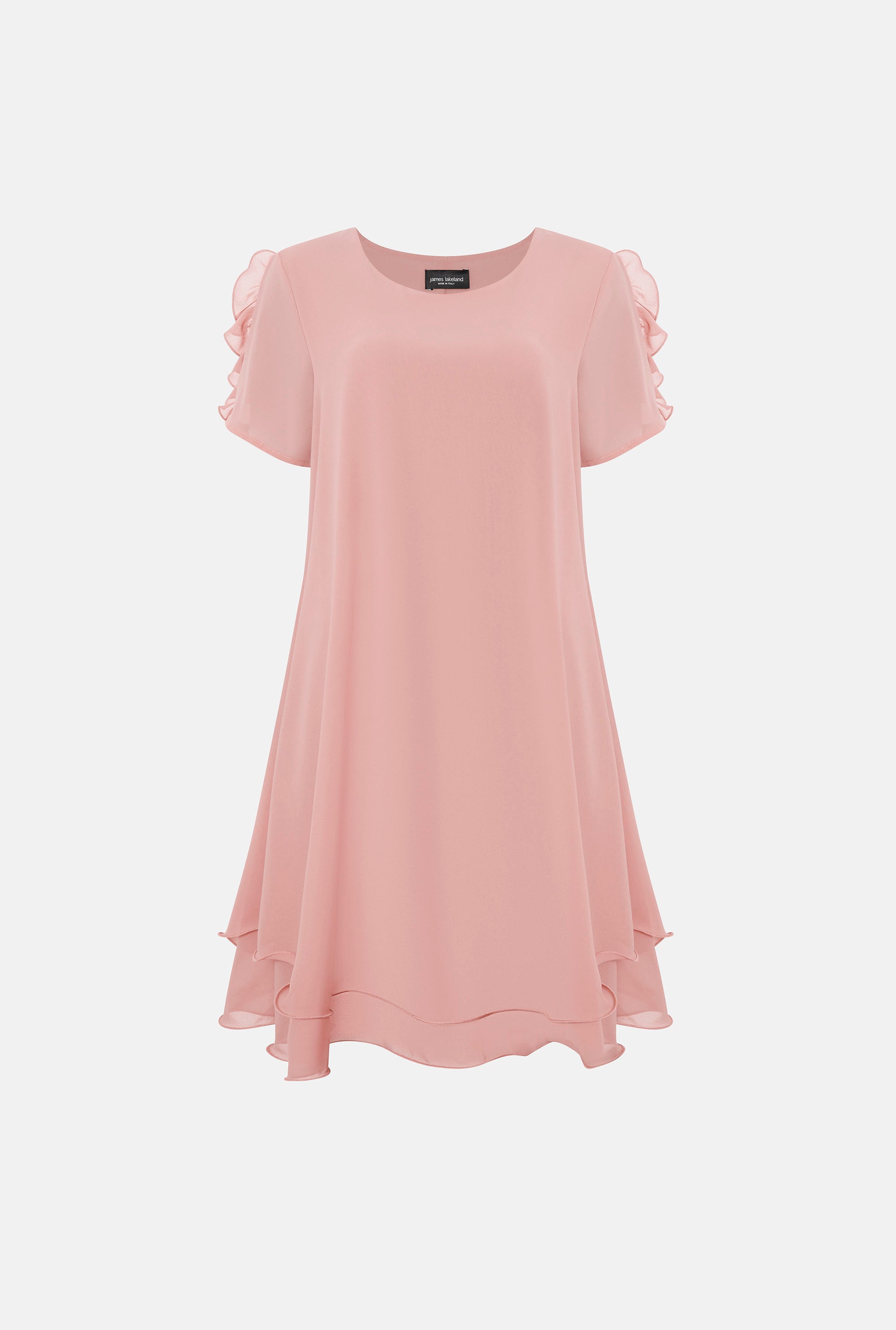 Short Sleeve Wave Hem Dress Pale Pink | James Lakeland Elegant A-Line Dress Short Sleeve Wave Hem Dress Pale Pink | James Lakeland Elegant A-Line Dress