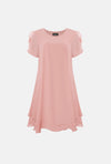 Short Sleeve Wave Hem Dress Pale Pink - James Lakeland