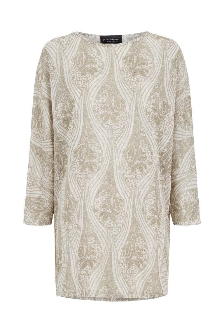 Taupe Floral Printed James Lakeland Long-Sleeve Batwing Top