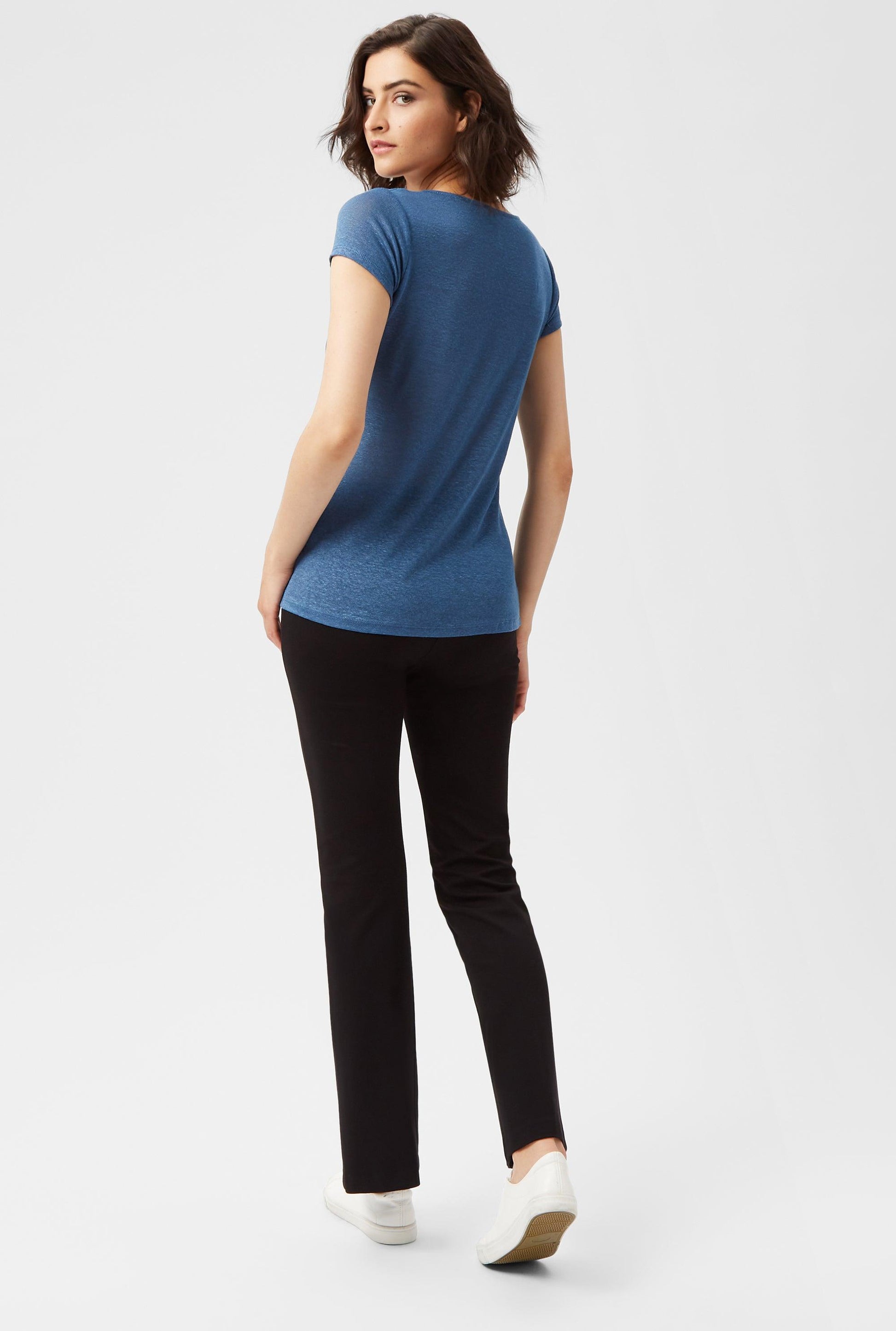 Crochet Detail V Neck T-shirt (6879305007260)