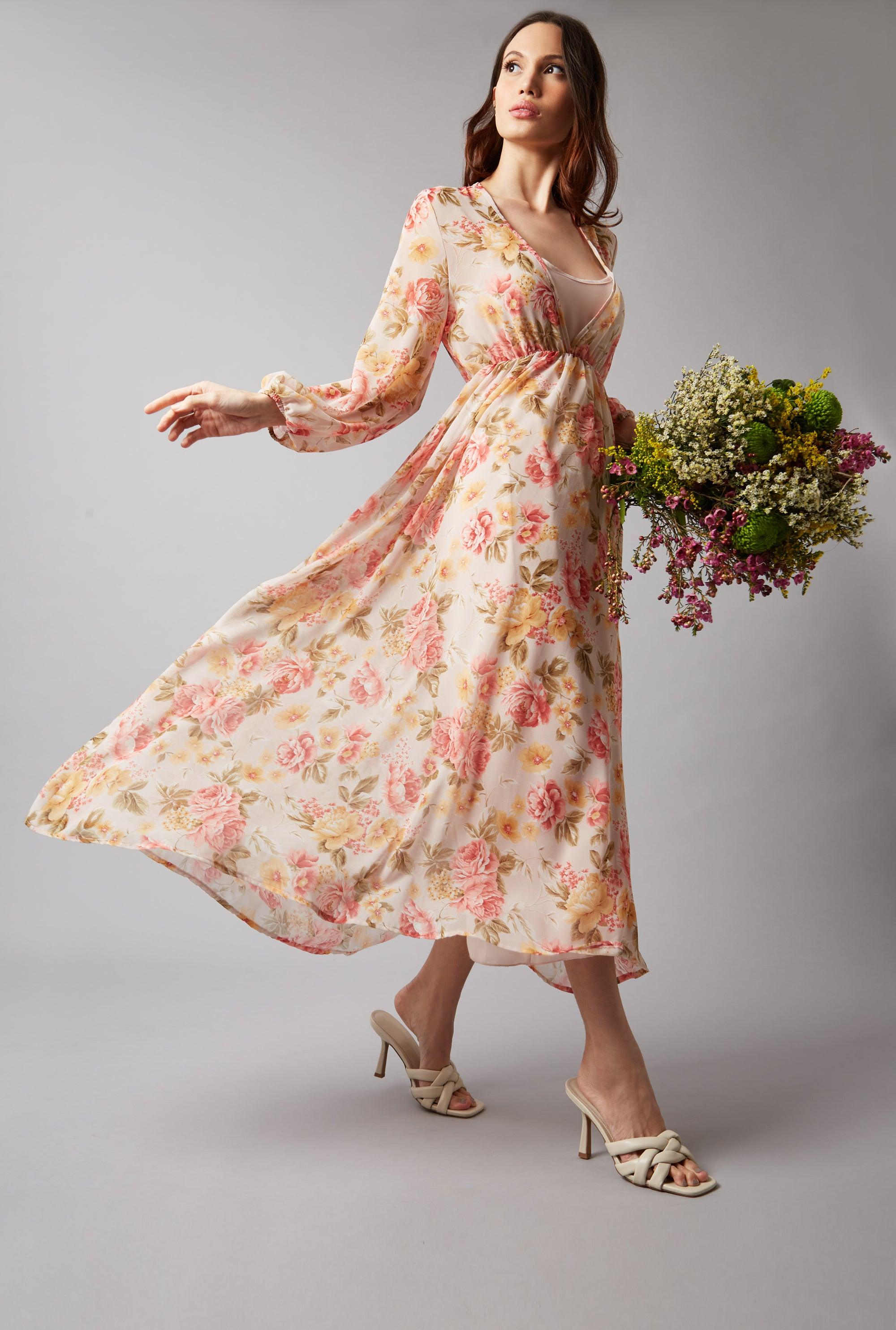 Floral Chiffon Maxi Dress | James Lakeland