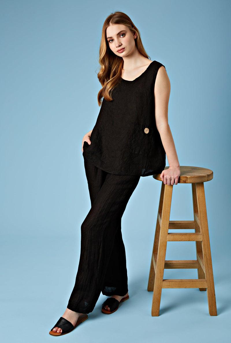 Linen Sleeveless Top (6932476952732)