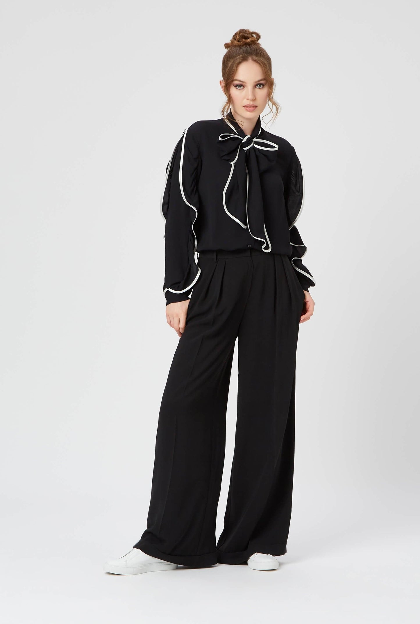 Pin Tuck Flared Trousers - James Lakeland