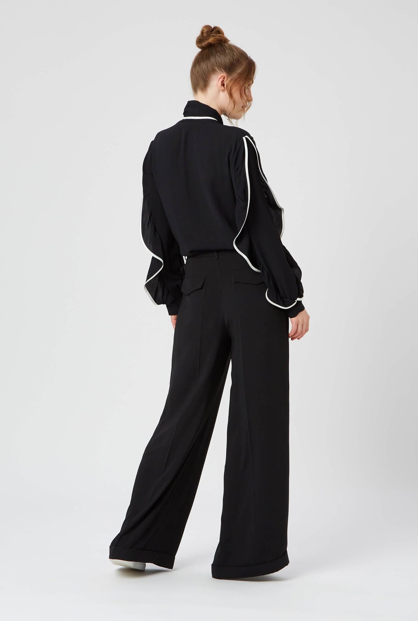Pin Tuck Flared Trousers - James Lakeland