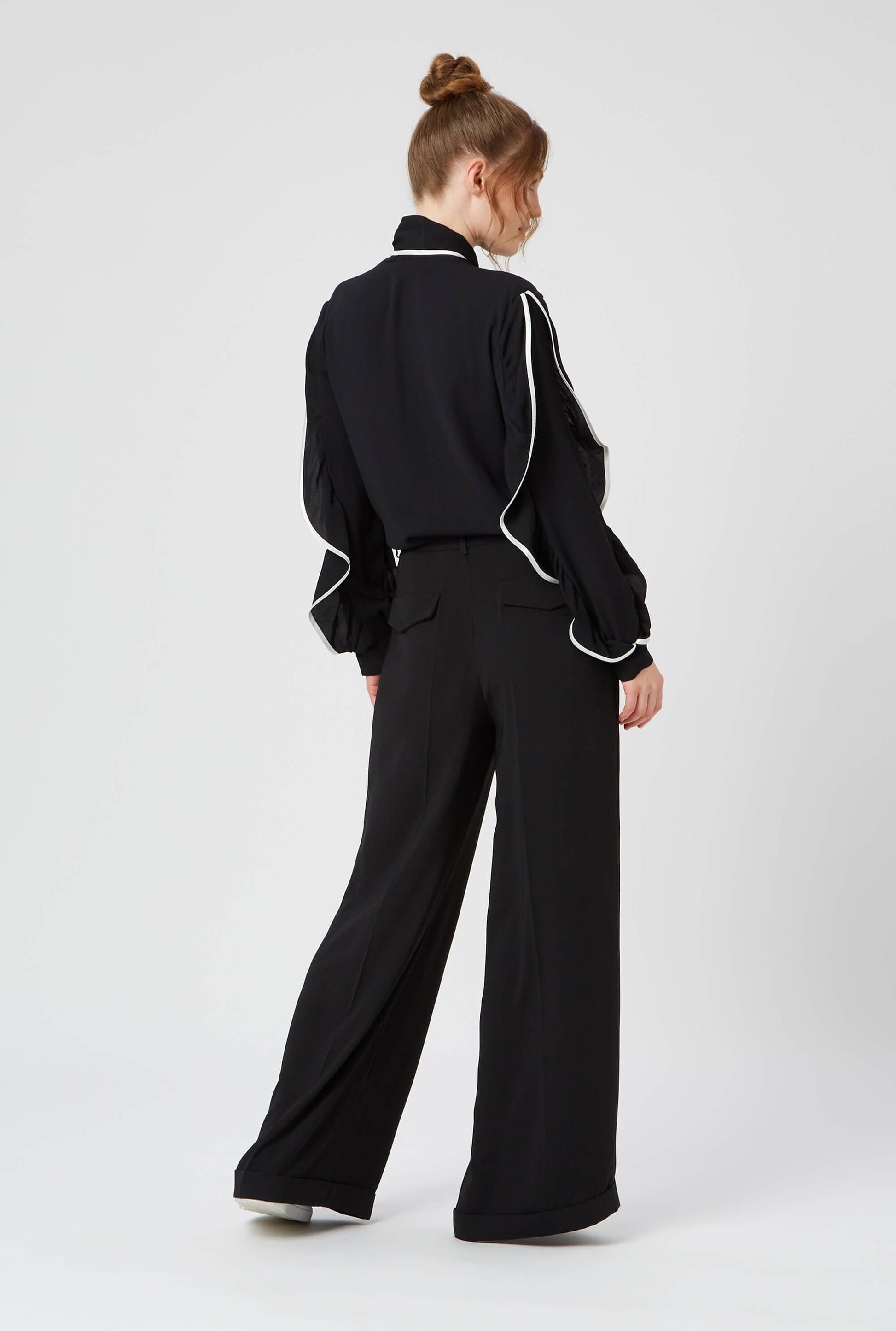 Pin Tuck Flared Trousers - James Lakeland