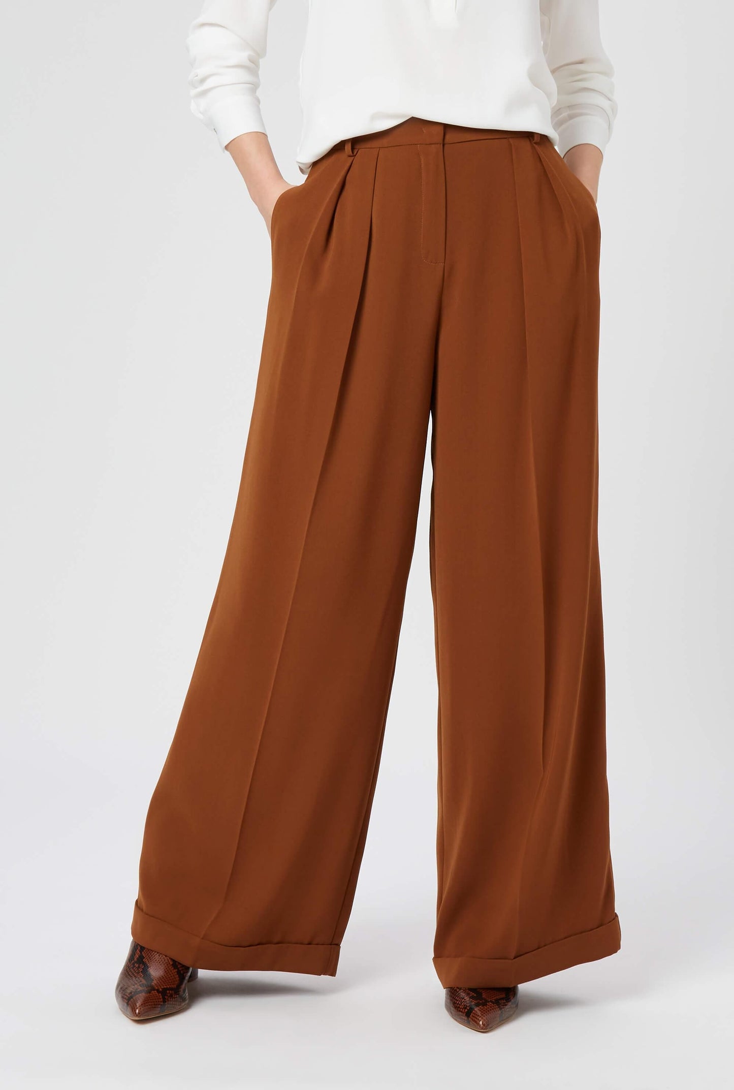 Pin Tuck Flared Trousers - James Lakeland