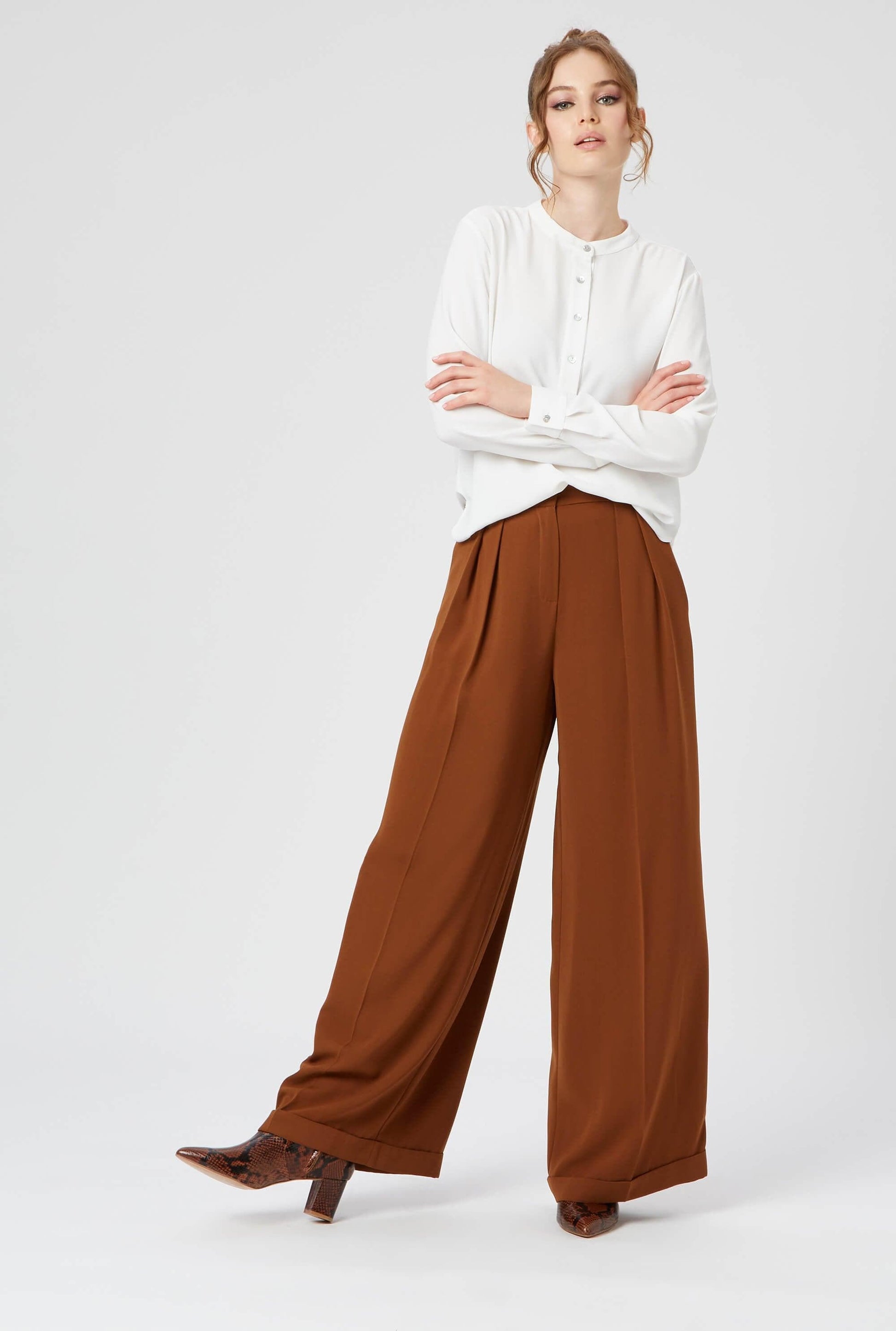 Pin Tuck Flared Trousers - James Lakeland