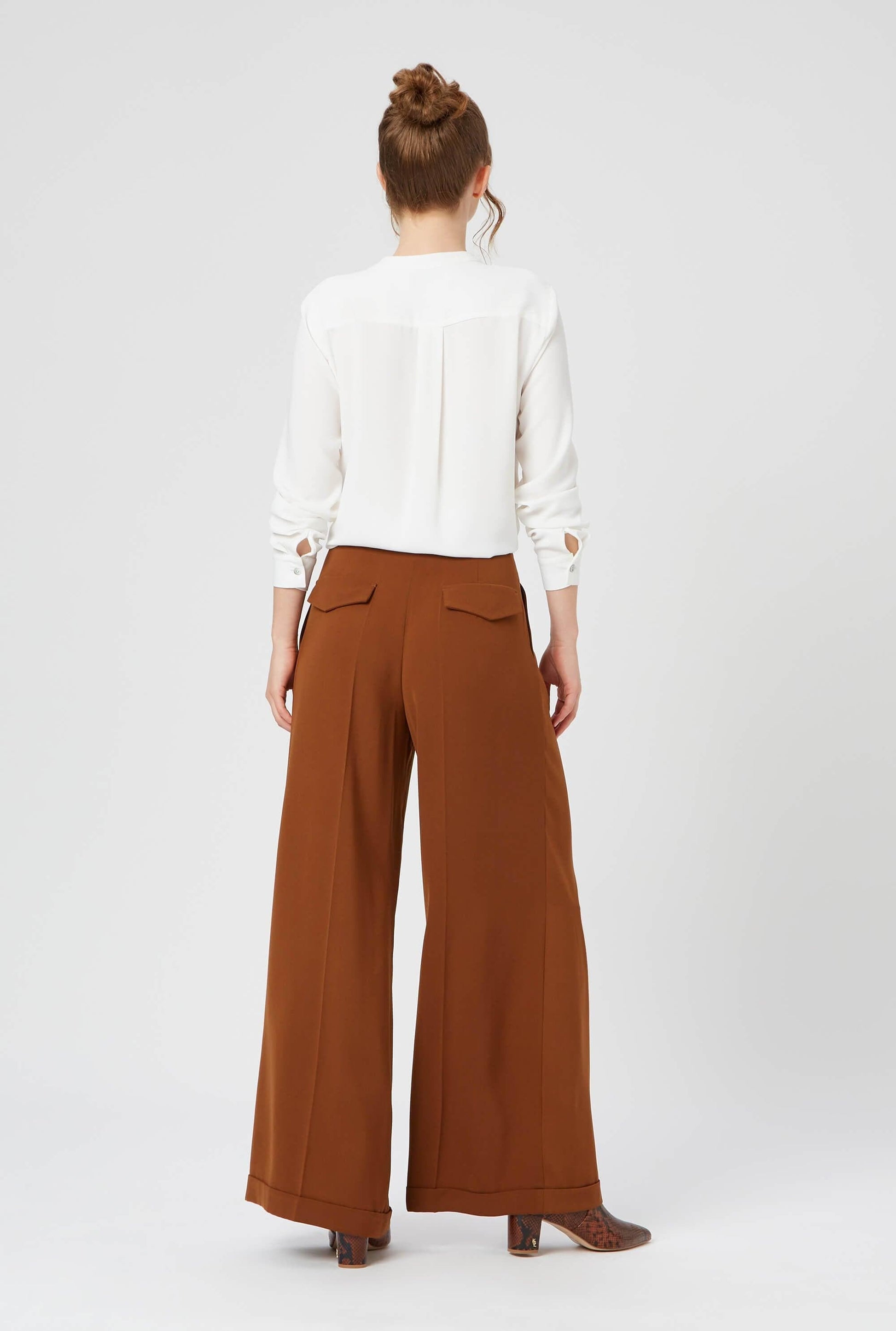 Pin Tuck Flared Trousers - James Lakeland
