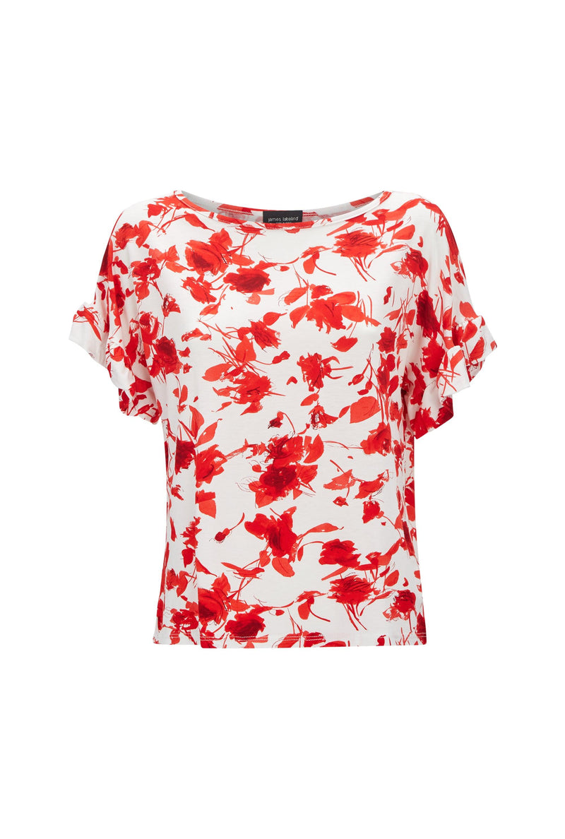 Print Frill Shoulder T-Shirt (6879772213404)