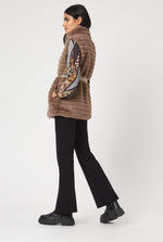 Ribbed Faux Fur Gilet with Belt - James Lakeland