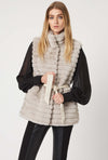 Ribbed Faux Fur Gilet with Belt - James Lakeland