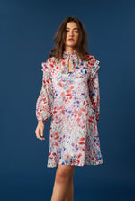 Ruffle Long Sleeve Floral Mini Dress (6881596604572)