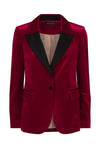 womens james lakeland velvet tuxedo jacket in red with black detail
