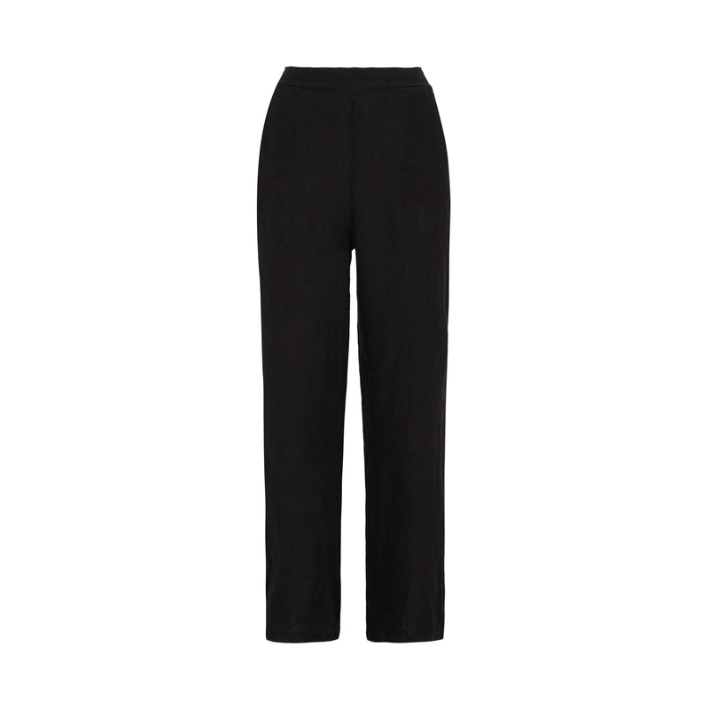 SHITOUJI Women Linen Trousers Solid High Waist Wide Leg Pants Ladies Loose  Elastic Waist Summer Baggy Trousers with Pockets A-Black : Amazon.co.uk:  Fashion